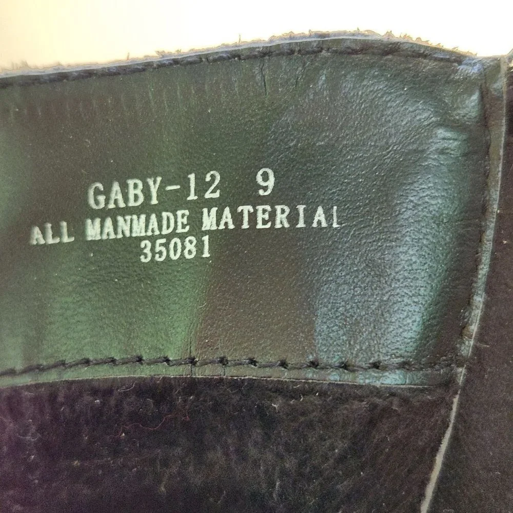 Bamboo Gaby Black Faux Suede Thigh High Lug Sole Boots Size 9